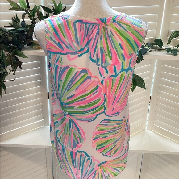 LILLY PULITZER SILK GEOMETRIC BLOUSE SIZE MED 1270 - Picture 6 of 8